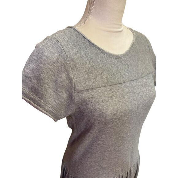Japanese Gasa Grue Grey Jersey Drop Waist Short Sleeve Midi Dress / Small/Medium - Picture 3 of 7